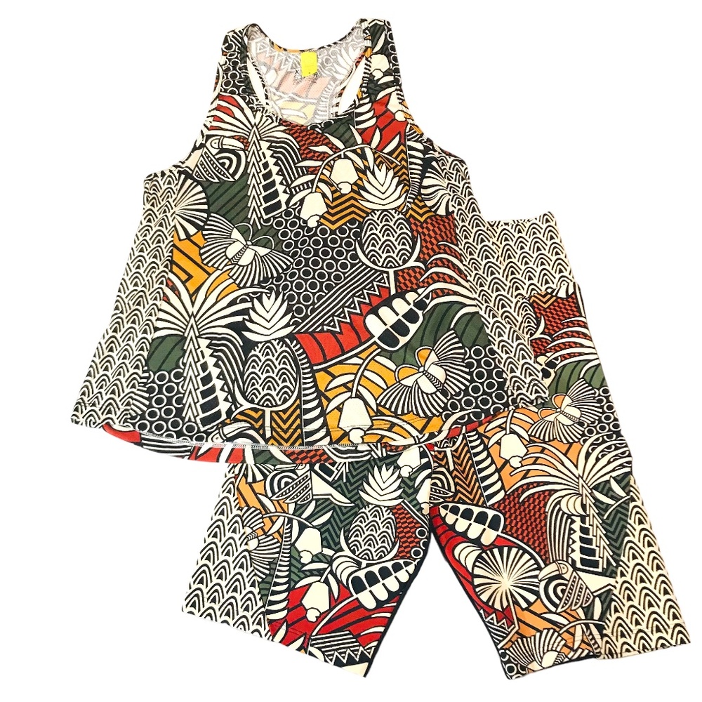 FARM RIO Anthropologie TankTop/Shorts Set Tropical Vacation Resort Wear XS/S